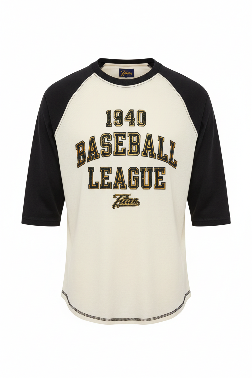 1940s Baseball League Tee - Vintage Cream