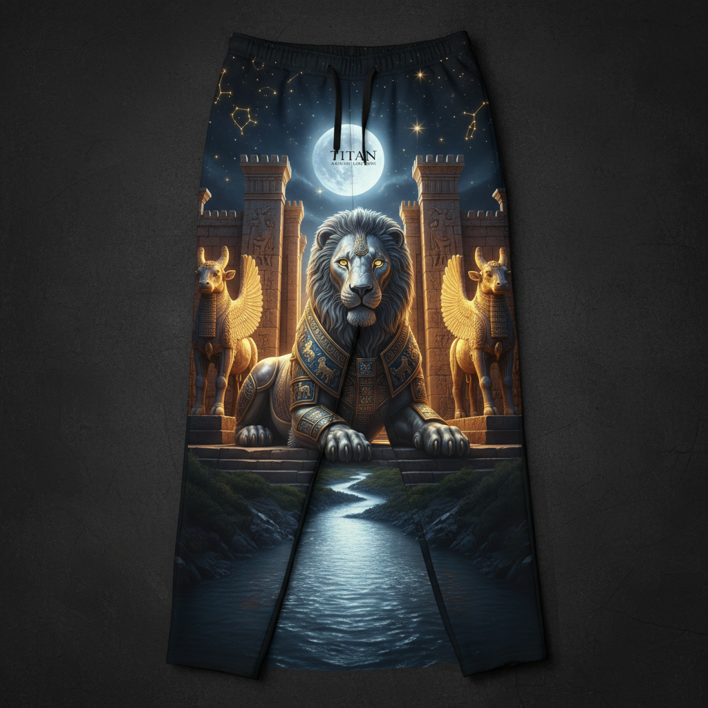 TITAN Assyrian Lamassu Lion Men's Lounge Pants — Crown Edition