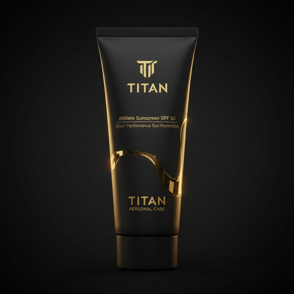 Matte black squeeze tube with gold lettering, logo, and a glossy, flowing gold wave design against a dark background.