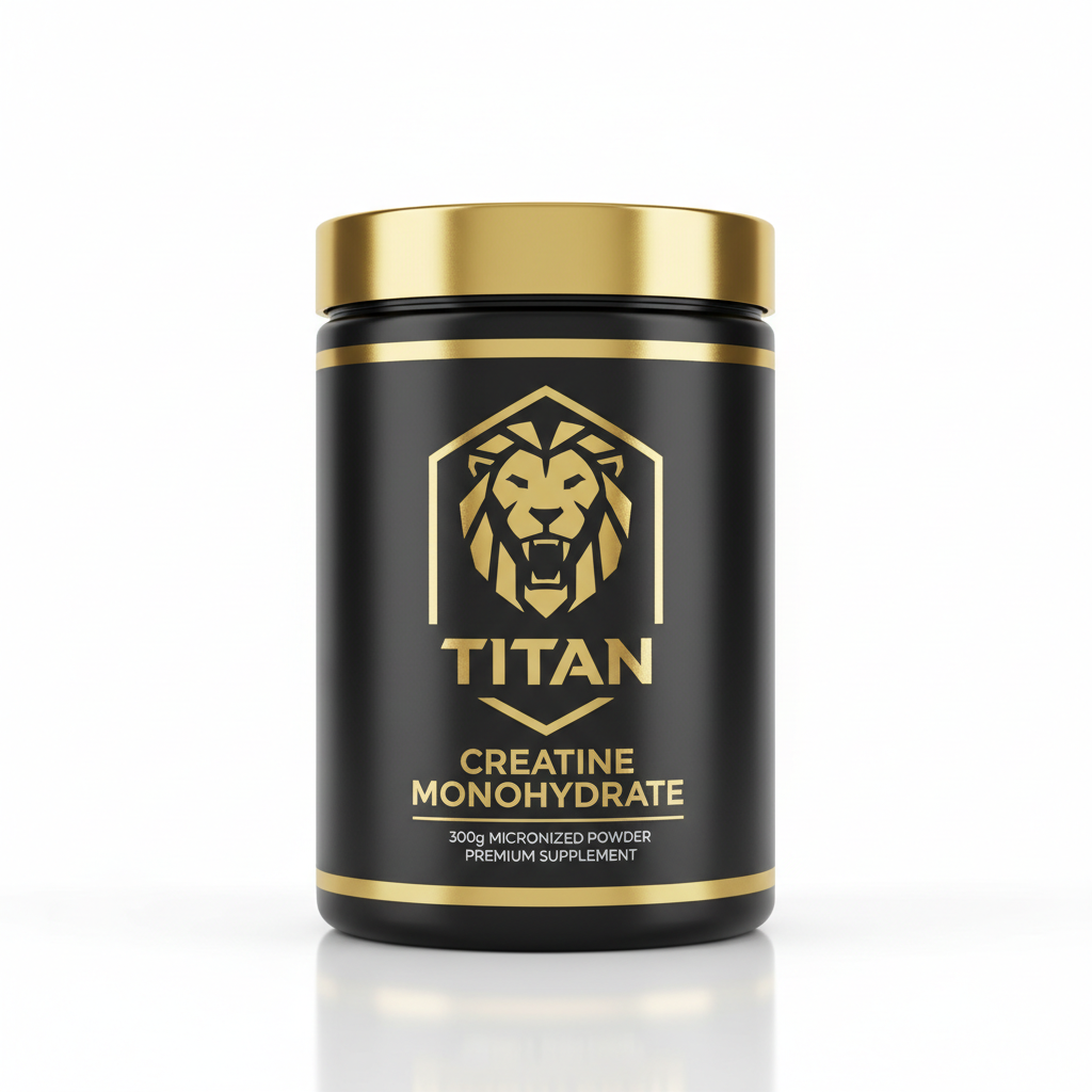 TITAN Creatine Monohydrate - Black & Gold Pure Micronized Powder (300g)