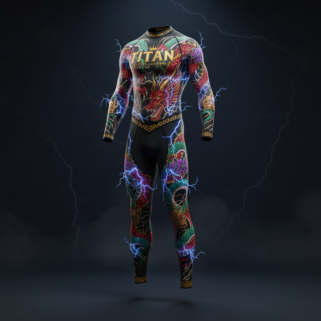 TITAN Crown Edition Men's Tattoo Art Full-Body Compression Suit