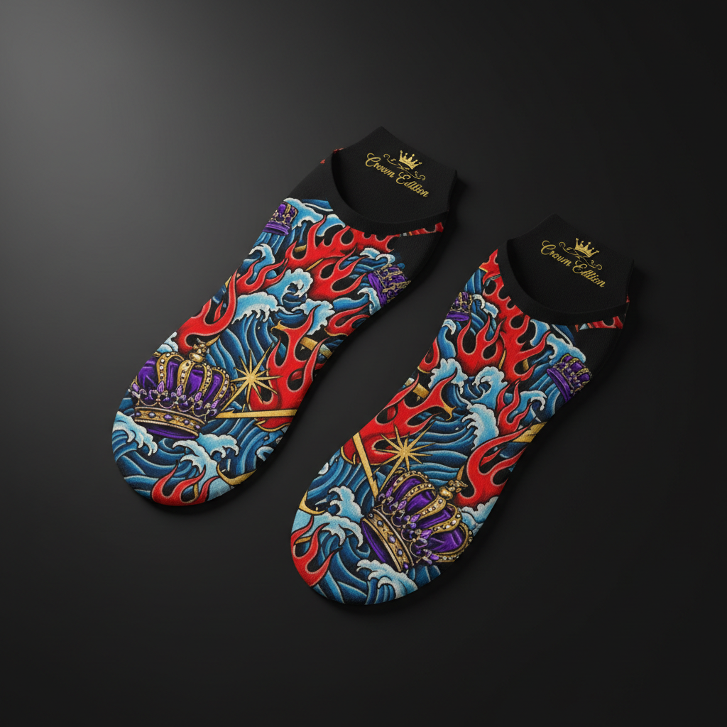 TITAN Crown Edition Tattoo Art Ultra-Thin Moisture-Wicking Liner Socks