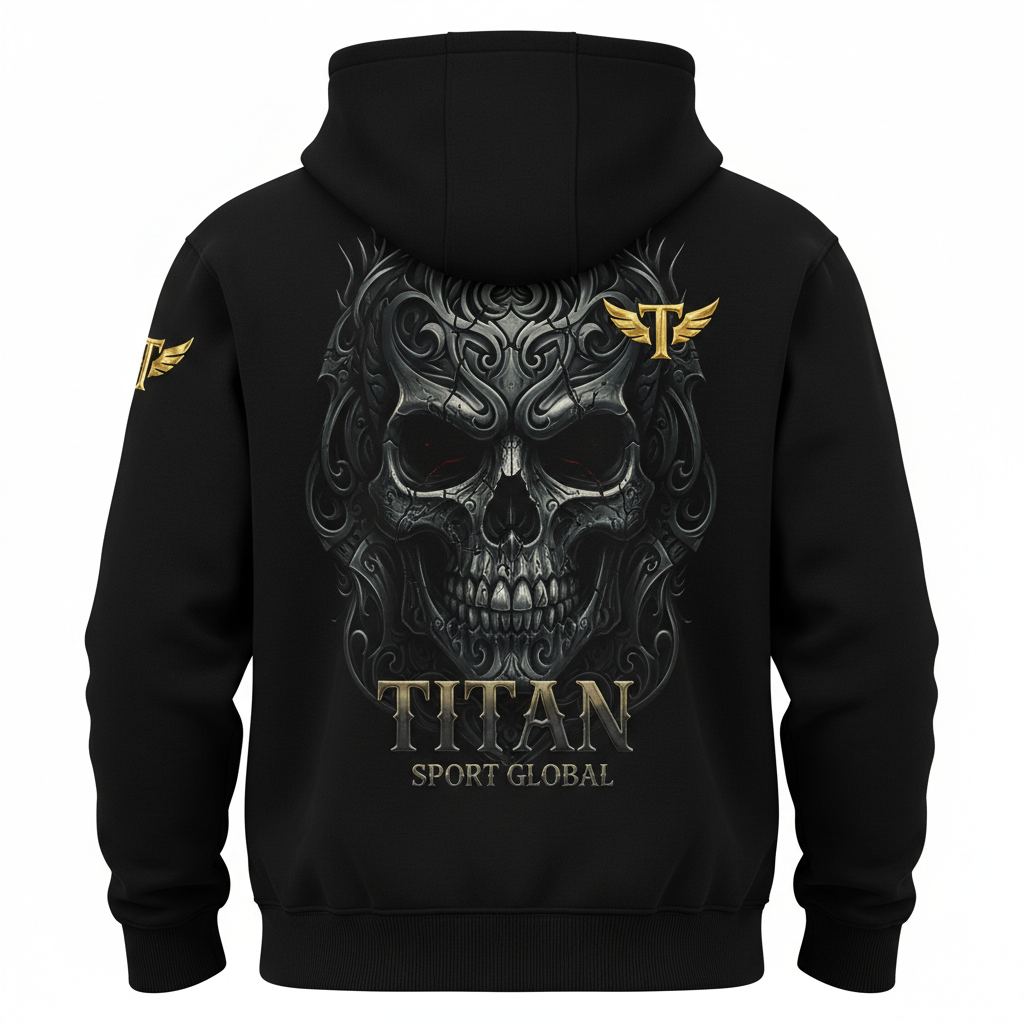 TITAN Dark Skull Zip-Up Hoodie 💀 — Gothic Dark Luxury Edition