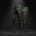 TITAN HikePro black convertible trail pants with a colorful mountain, compass, and crown topographic map print.