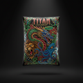 TITAN reusable ice pack featuring a colorful, intricate illustration of a dragon, lion, and octopus on a black base.