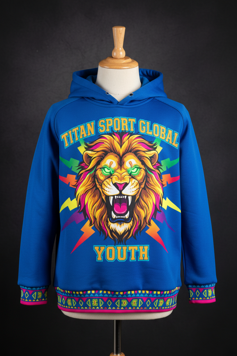 TITAN Kids Lion Hoodie — Youth Athletic Pullover 🦁🖤