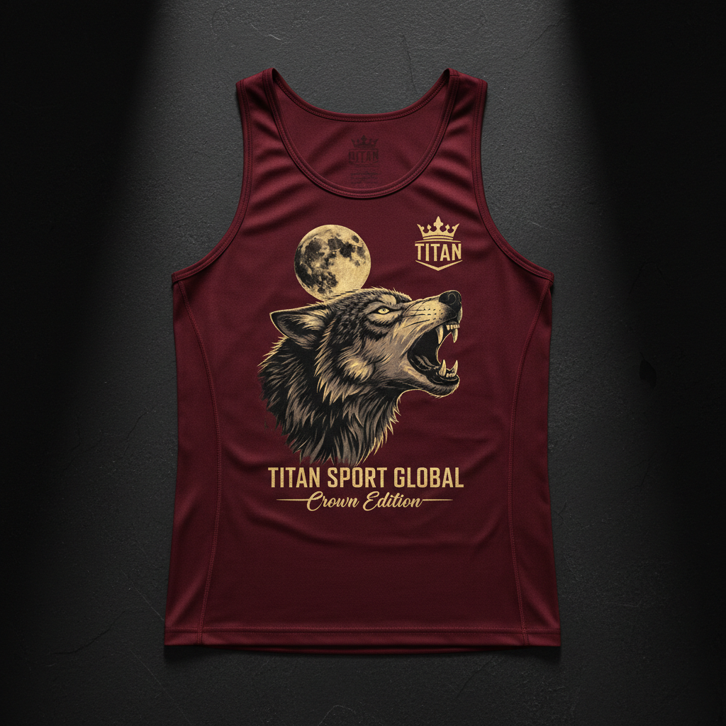 TITAN Men's Compression Toning Tank - Burgundy Wolf Crown Edition