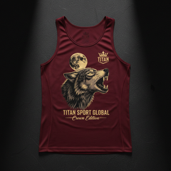 TITAN Men's Compression Toning Tank — Burgundy Wolf Crown Edition