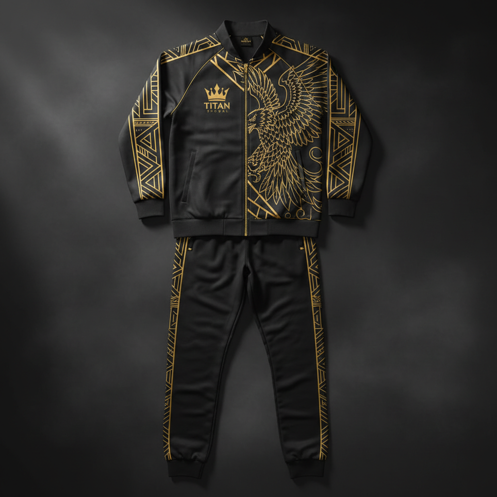 TITAN Men's Full Body Sauna Suit - Black Gold Eagle Crown Edition