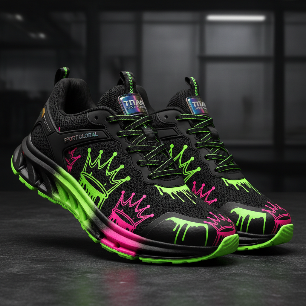 TITAN Men's Neon Drip Crown Running Shoes — Electric King SWAG Edition