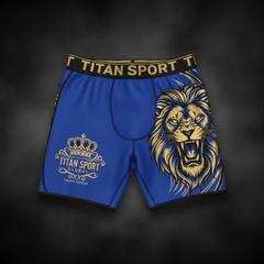 TITAN Men's Neoprene Sauna Sweat Shorts — Royal Blue Lion Crown Edition