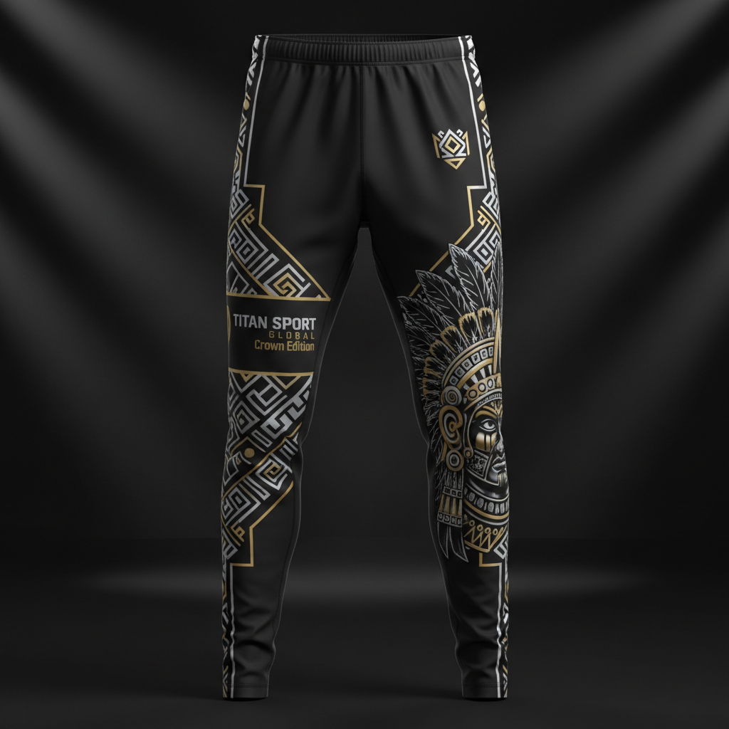 TITAN Men's Sauna Sweat Compression Pants - Black Silver Aztec Crown Edition