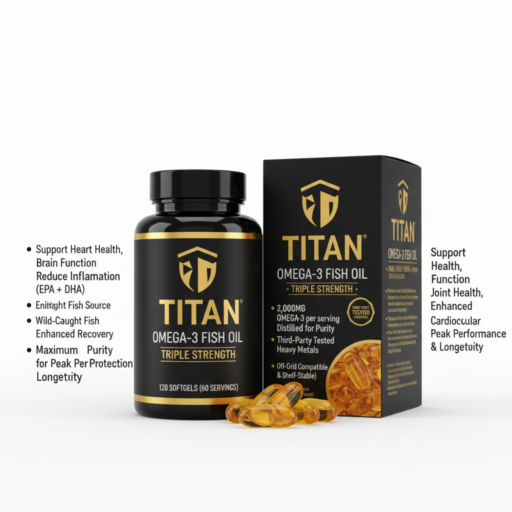 TITAN Omega-3 Fish Oil - Triple Strength - 120 Softgels