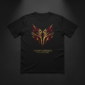 Black moisture-wicking T-shirt with gold and burgundy tribal graphic, featuring "CROWN EDITION" text on the chest.