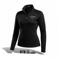 Women’s black Titan quarter-zip pullover with gold zipper and gold Titan logo on the chest.