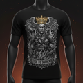 Black t-shirt featuring a winged, crowned warrior in flames with the motivational text "Refuse to Surrender."