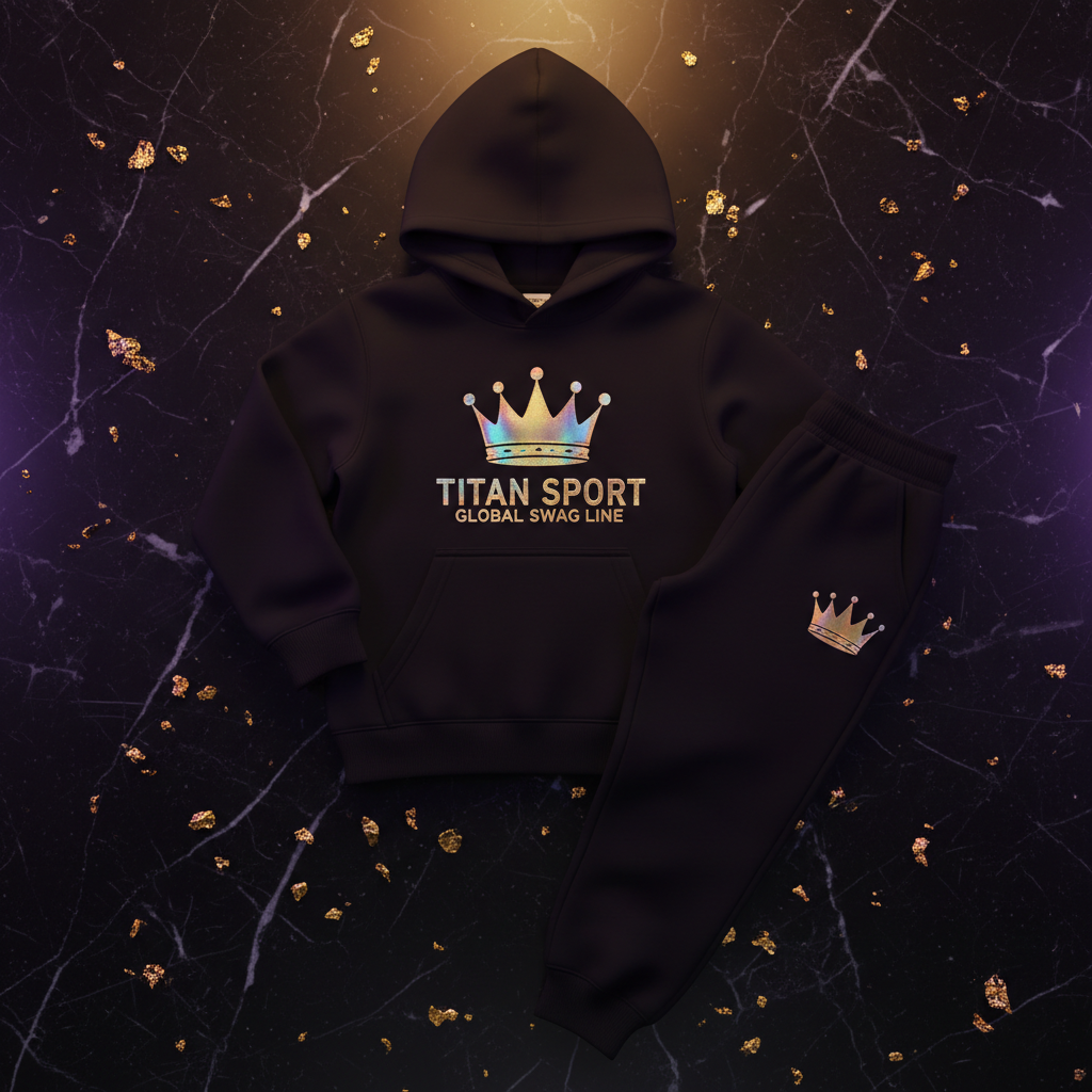 TITAN Kids Crown Jogger Set — Black Gold Edition