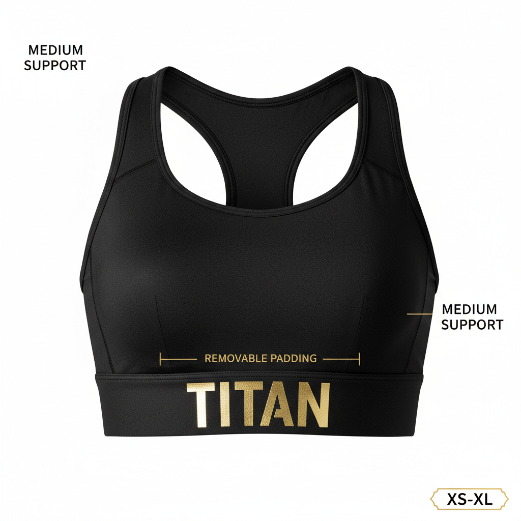 TITAN Teen Sports Bra - Black XS-XL