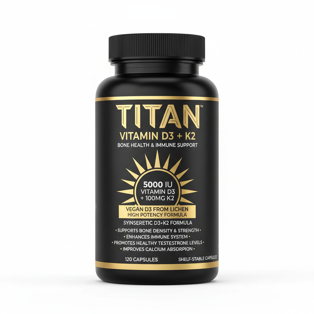 TITAN Vitamin D3 + K2 - High Potency - 120 Capsules