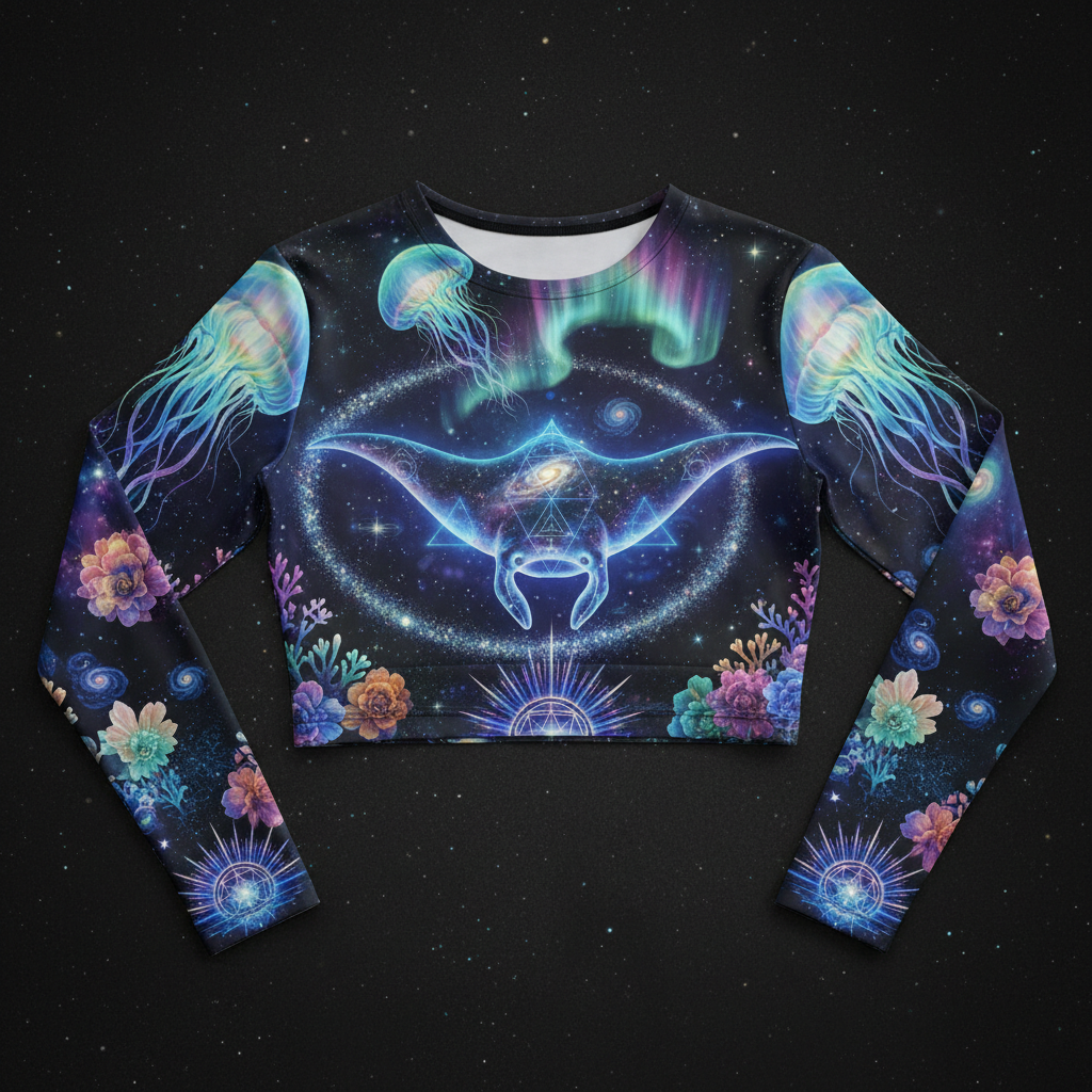 TITAN Women’s Cosmic Manta Ray Dream Long Sleeve Crop — Oceanus Edition