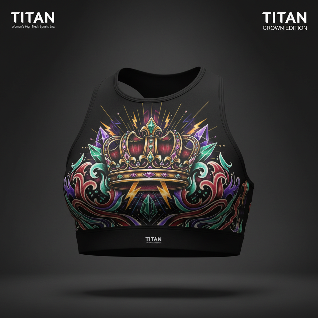 TITAN Women's High Neck Sports Bra - Crown Edition