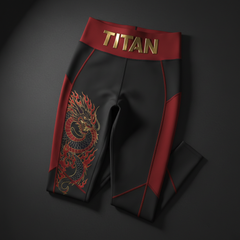 TITAN Women's High-Waist Slimming Leggings — Crimson Dragon Crown Edition