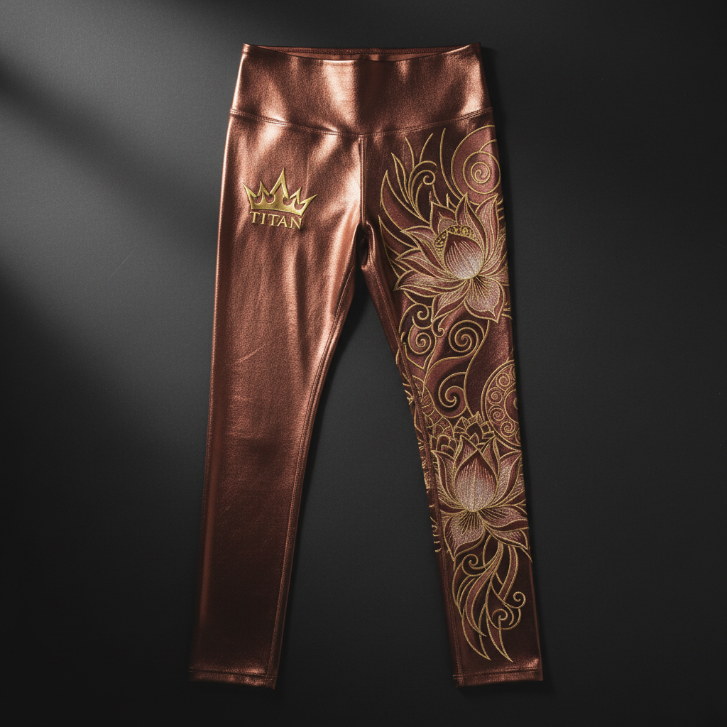 TITAN Women's Slimming High-Waist Yoga Pants - Rose Gold Lotus Crown Edition