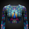 TITAN Women’s Neon Peacock Mandala Storm Long Sleeve Crop — Saraswati Edition
