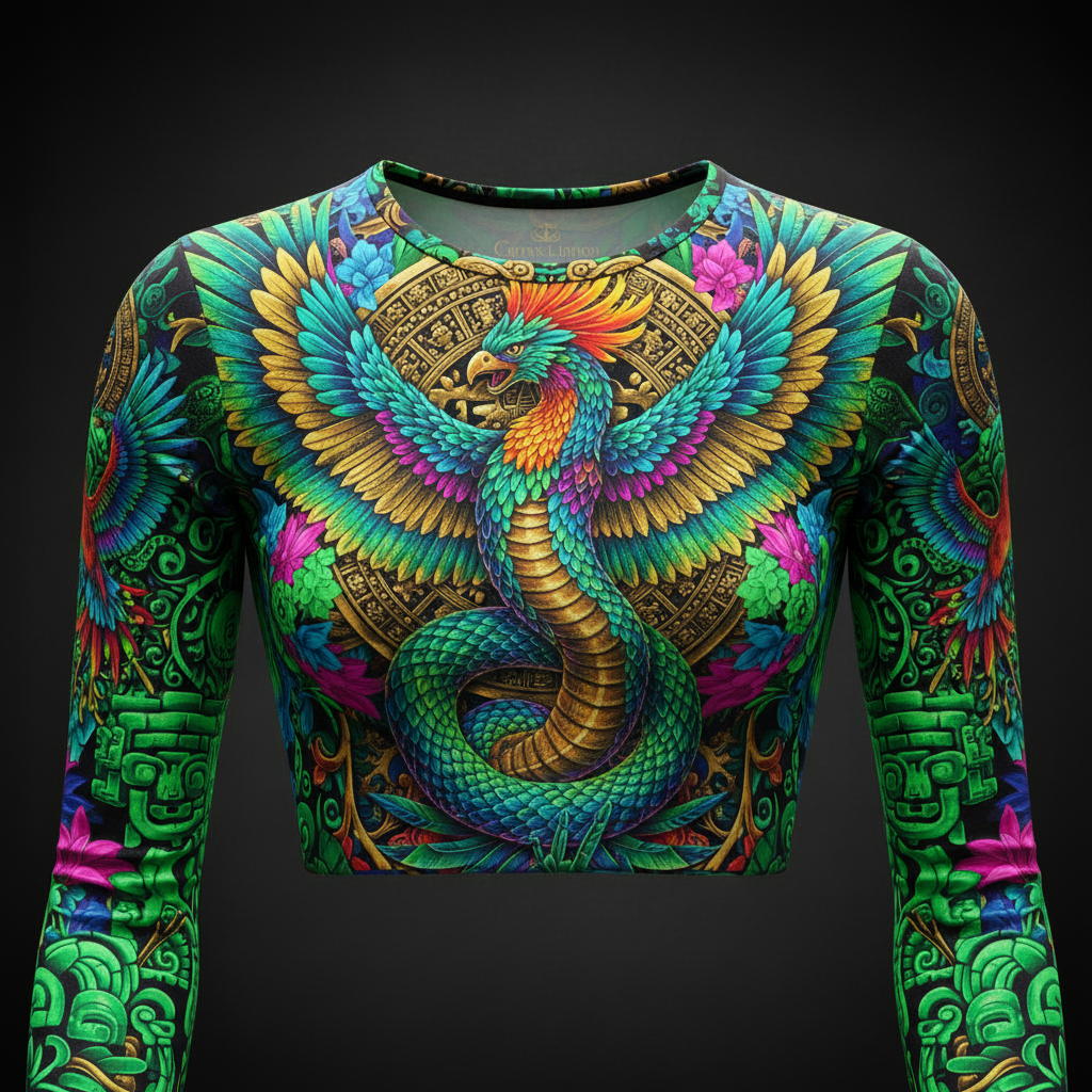 TITAN Women’s Cosmic Hummingbird Phoenix Long Sleeve Crop — Quetzalcoatl Edition
